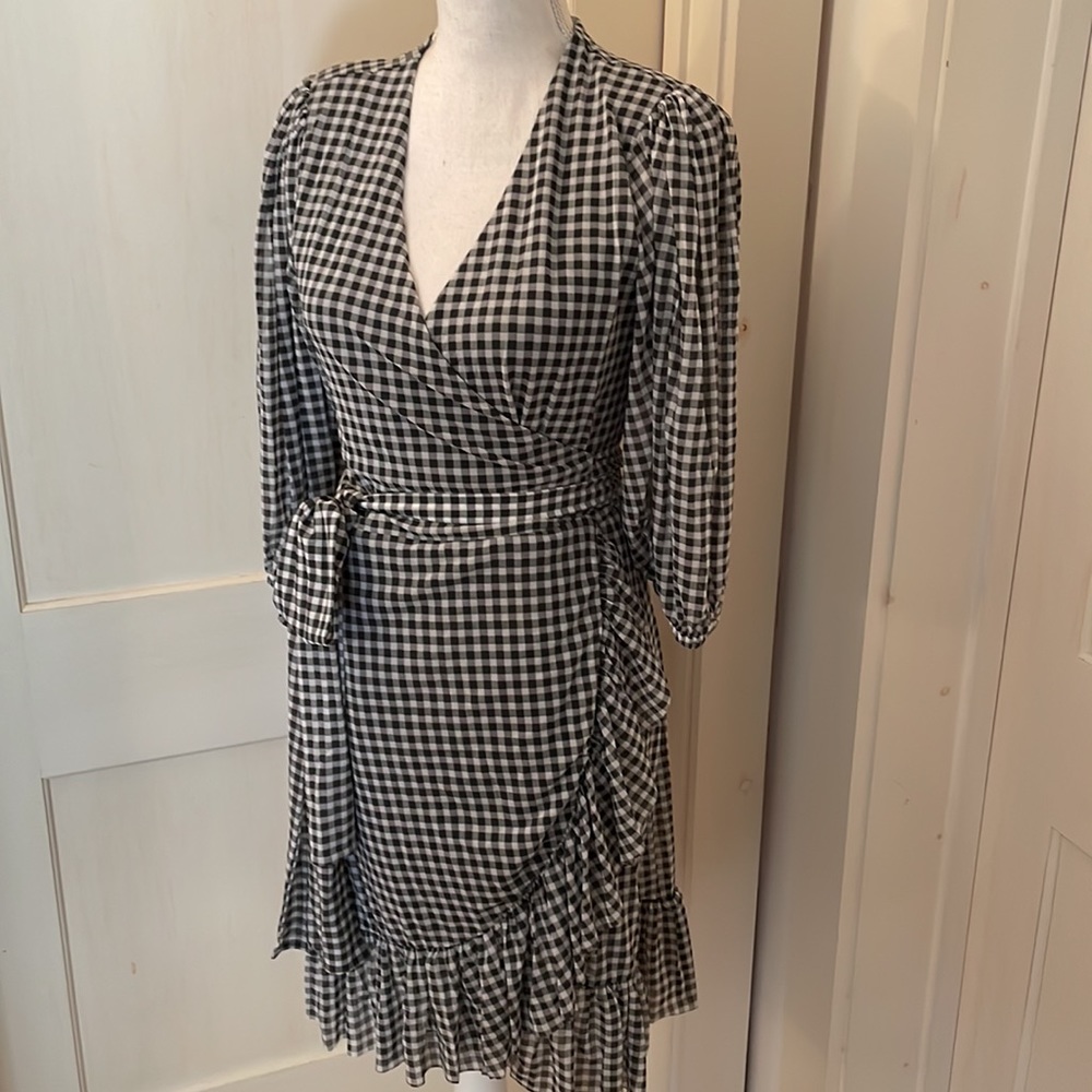Ganni Gingham Check Wrap Dress